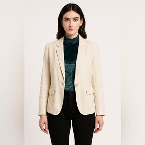 Cato Beige Linen Blazer Women’s 14/16W – Single Button Coastal Beach Lagenlook